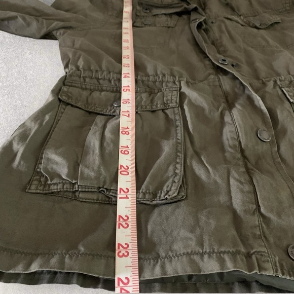 Women's Cargo Pocket Utility Jacket Hooded Green XSMALL - Picture 15 of 16